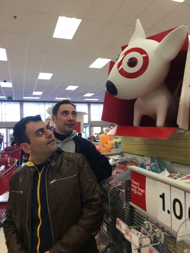 Narek Margaryan and Sergey Sargsyan, the hosts of Armenia's first satirical news program, ArmComedy, discover Target on a recent visit to the United States. Narek Margaryan and Sergey Sargsyan, the hosts of Armenia's first satirical news program, ArmComedy, discover Target on a recent visit to the United States.